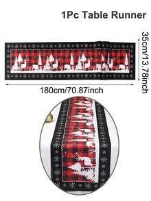 1pc Merry Christmas Table Runner, 35*180cm Polyester Cane Lights Pattern Christmas Table Flag Tablecloth, Christmas Decorations For Home Decor 2025 Xmas Table Oranments Winter Holidays Dining Kitchen Table Decor