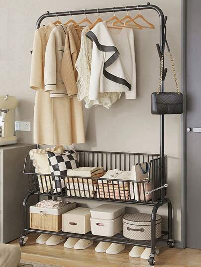 1 pieza Organizador de armario portátil, Perchero multifuncional, Estantería para zapatos, Estantería de almacenamiento, Armario móvil para dormitorio, Fácil de ensamblar, Adecuado para sala de estar, entrada, dormitorio, estudio, oficina, regalo de vacaciones, regalo del Día de San Valentín, regalo para niños