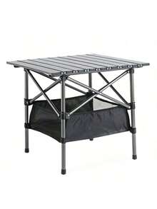 Mesa Plegable Impermeable con Bolsillo de Malla para Jardin,Camping,Viaje,Robusto Acero al Carbono - Negro - Ver 8