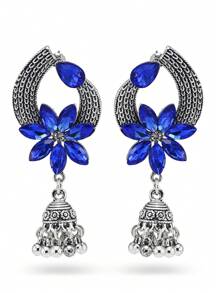FANYINAN 1 对时尚、简约的蓝色水钻锌合金耳环，女士鸟笼流苏耳环，非常适合日常夏季度假，用这些耳环配饰营造复古氛围。
