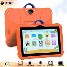 Tablette pour enfants de 7 pouces / processeur quadricœur 1,3 GHz / Android 13 MTK8321 / résolution IPS haute définition 1280 x 800 / caméra 2 Mpx + 5 Mpx / batterie 4 000 mAh / compatible WiFi et contrôle parental / jeux éducatifs / boîtier en plastique ABS et silicone BDF C8 (inclus : boîte d'emballage, câble de données, manuel, OTG, épingle pour carte)
