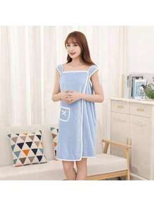 1pc Women Bath Towels(SIZE:80cm*135cm), Girls Wearable Fast Drying Bathing Beach Spa Bathrobes Wash Clothing, Shower Bath And Gym Towel,Super Soft Coral Fleece Bath Towel With Pockets,Women's Bath Towel Set, Wearable Bath Towel With Pocket, Super Soft Adjustable Bath Robe For Bathroom Beach Swimming Changing Clothes,School,Back To School,Travel,Travel Essentials,Home Essentials,Towel,Skin Care