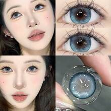 Un par de lentes de contacto de colores nuevos lentes de contacto delgados de 14.5 mm de diámetro grande desechables anuales con pinzas y clips colores aleatorios Halloween lentes de contacto color disfraz maquillaje fiesta temática accesorios - Multicolor - Ver 5