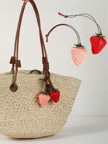 1 chiếc móc khóa hình quả dâu tây dễ thương - Mặt dây chuyền hình quả dâu tây, phụ kiện trang trí xe hơi hình quả anh đào, quà tặng Giáng sinh/Ngày lễ tình nhân cho nữ, trang trí ba lô, phụ kiện xe hơi. - Nhiều màu - Xem 3