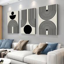 3pcs Black Abstract Wall Art With Geometric Minimalist Sun Lines Painting, Creative Canvas Poster, Waterproof Canvas Wall Art For Gifts, Bedroom And Living Room Wall Decor, Home And Dormitory Decoration