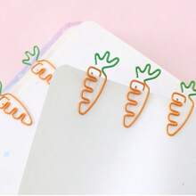 10 Creative Colorful Fruits, Cartoon Shaped Paper Clips With Two Tone Carrots, Cute Metal Shaped Paper Clips, Back To School Season
