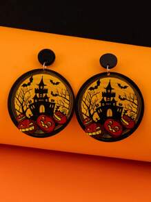 1 Pair Butterfly & Ghost Dangle Earrings, Cute Halloween Jewelry