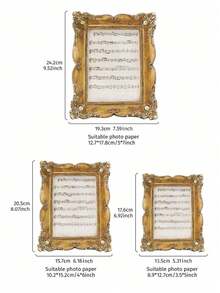 1 pieza Marco de fotos vintage, Marco de fotos retro europeo dorado, para decoración del hogar, regalos, cumpleaños y graduación - Multicolor - Ver 9