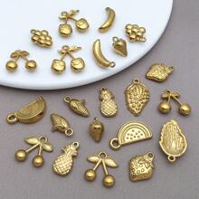 2 件金色不锈钢水果吊饰樱桃西瓜草莓食物吊坠适用于 DIY 珠宝耳环手链项链工艺钥匙扣