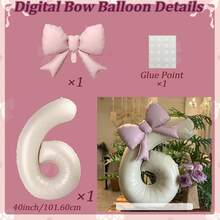 40-calowe (101,6 cm) matowe białe balony cyfry/kolorowe balony cyfry z różową kokardką/kolorowe balony z kokardką, matowy biały zestaw balonów foliowych cyfry, odpowiednie na urodziny w wieku 0-9 lat, różowa księżniczka, motyw westernu, przyjęcie urodzinowe, dekoracje balonowe, rocznica, dekoracja na przyjęcie z okazji ukończenia szkoły, dekoracja ślubna, dekoracje urodzinowe, dekoracja świąteczna, hel do balonów, dekoracja na Halloween - Wielokolorowe - Zobacz 16