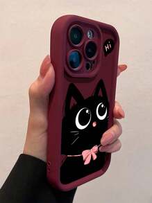 1 件勃艮第可爱挥手猫图案防摔手机壳适用于 Apple 16、15、14、13、12、11 Pro Max 及系列防水防震防刮 - 彩色 - 查看 3