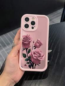 1 pieza Nuevo estuche de teléfono transparente a prueba de caídas con rosa púrpura chapada en metal, compatible con iPhone 17/17 Air/17 Pro/17 Pro Max/16 Pro Max/16 Pro/16/13 Pro Max/12 Pro Max 11, 15 Pro Max, 14 Pro Max, estuche de teléfono a prueba de golpes y caídas de TPU transparente grueso, versión internacional, no la versión nacional - Rosa - Ver 1