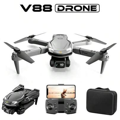 V88, Drone, Intelligent Obstacle Avoidance, Remote-Controlled Aircraft, High-Definition Dual Camera, Aerial Photography, Quadcopter, Drone , Foldable, Beginner, Drone, Random Accessory Color