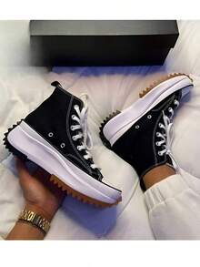 Taylor Chunk Women's Sneaker Boot, Fashion Blogger, White/Black, Extreme Comfort And Style - High Sole, High Shaft - Negro - Ver 4