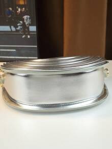 面条元素手提包，饺子形女士斜挎包，马鞍包 - 銀色 - 查看 8