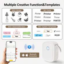 Thermal Label Maker Machine With Tape, L12/13  Portable Bluetooth Label Printer For Storage, Shipping, Barcode, Mailing, Office, Home, Organizing, Sticker Maker Mini Label Maker With Multiple Templates Label Maker Machine -  Bluetooth Wireless Sticker Printer, Pocket Sticker Maker With 1pc 12x40mm Tape, Inkless Printer For Ios & Android, Praticle Labeler & Gift For Home & Office Organization Bluetooth Label Maker Machine With Tape, Continuous Waterproof Label, Versatile App With 35 Fonts And 1k+ Icons, Inkless Labeler For Home, Kitchen, School, Office Organization - Beige - View 2