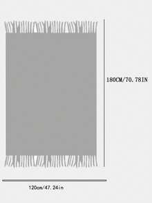 1pc Light Blue Diamond Plaid Knitted Blanket, Nordic Casual Style Tasseled Rectangular Warm Throw Blanket For Sofa, Office Nap, Everyday Use - Diamond Shaped Scarf Grey - View 6