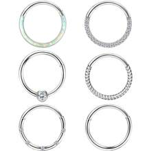 DOLOTTA 1-6Pcs Septum Rings 16G Surgical Steel Nose Rings Hoops For Women Seamless Clicker Hinged Segment Hoop Lip Nose Rings Conch Lip Helix Cartilage Earring Septum Jewelry Lip Nose Daith Hlix Piercing Jewelry 8MM