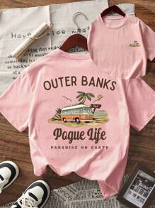 1pc Tween Girls' Printed Short Sleeve T-Shirt, Student & Young Casual Comfortable & Fashionable Summer Top