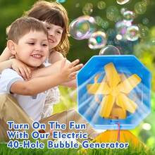 Handheld Fully Automatic Bubble Gun Toy Electric Gun Rocket Launcher Bubble Making Machine Kids Bubble Blower [Battery And Bubble Solution Not Included] - Blue - View 10