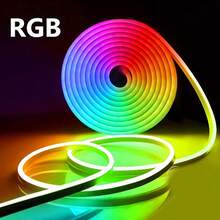 GCTECHING 1 Pc 2M LED RGB Rainbow Neon Light Strip Set USB 24 Key Music Bluetooth TV Background Wall Self-Adhesive Atmosphere Light Strip Suitable For Living Room Bedroom Outdoor Balcony Game Room (Remote Control Without Battery)