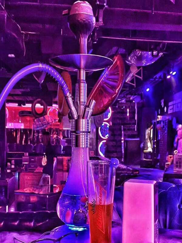 1 pièce Set de narguilé en acier inoxydable, pipe à chicha à tuyau simple/double large pour usage à la maison ou au bar