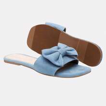 Women's Bow Sandals Flat Modern Comfortable Elegant Beach Party College Vacation Cute Casual Bow Contrast Beach Holiday Wedding School Vacation Party - 淺藍色 - 查看 3