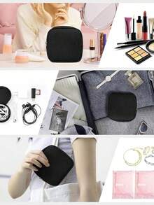 Leopard Print Sanitary Napkin Storage Bag, Minimalist Corduroy Functional Storage Bag Portable Menstrual Cup Bag, Menstrual Pad Bag, Sweet Corduroy Square Makeup Toiletry Storage Bag, Sanitary Napkin Bag, Menstrual Cup Storage Bag, First Menstrual Cycle Bag - Multicolor - View 6