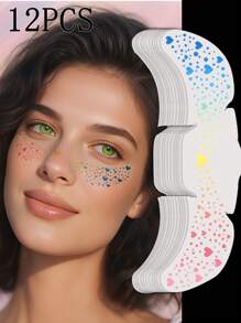 Glitzer Sommersprossen Gesichtstattoo, Glitzer Sommersprossen für das Gesicht, 24/12/6/4/2 Stück goldene Glitzer Sommersprossen, Gesichts-Glitzer Make-up Patches