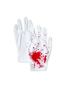 2pcs/Pair Halloween Party Decoration Gloves, Horror Bloody Gloves, Character Role Play Props With Printed Blood, Halloween Horror Atmosphere Decoration, Bloody Gloves, Festival Costume Party Accessories