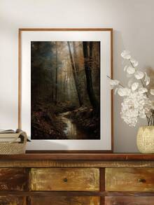1 X Vintage Autumn Full Moon Dark Forest Art Print, Dark Country Style, Melancholic Autumn Art, Gothic Halloween Art Decoration, Maple Forest Scenery, Night Lily Pond Moon Art Oil Painting, Fairytale Woodland Wall Art, Halloween Autumn Wall Art, Bedroom Decoration, Living Room Decoration, Office Decoration Home Decor Halloween Decor - Multicolor - View 25