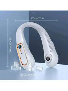1pc Neck Hanging Fan. Bladeless Neck Fan. 1200mAh Battery Upgraded Version. Long-Lasting Battery Life, 5 Adjustable Speeds. LED Display, Suitable For Students, Office, Outdoor Travel. Perfect Gift, Essential For Holidays