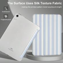 Simple Blue And White Stripes Pattern Tablet Protective Case,Compatible With Apple IPad 9.7/10.2/10.5/10.9/12.9/Pro/Mini,10th/11th Gen, Air 11inch, Compatible With Samsung Galaxy Tab S6 Lite 10.4 Inch,Soft Anti-Fall Protection,Smart Stand/Automatic Wake Up/Sleep - iPad 保護殼 條紋 - 查看 5