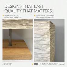 Three Light Floor Lamp L Wood Base Adjustable Brightness Perfect Lighting For Bedroom Living Room And Corner Decor Beige - Đèn sàn - Xem 4