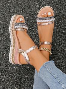 Women's Wedge Thick Bottom Sandals, Casual Versatile Outdoor Wear Thick Bottom Non-Slip High Heel Roman Sandals - Black - View 7