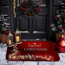 1pc Christmas Doormat, Bathroom Mat, Home Entrance Mat, Small Rug, Bedroom Carpet, Kitchen Mat, Entrance Mat, Non-Slip Carpet, Christmas Decor Doormat, Santa Claus Doormat, Christmas Theme Welcome Mat, Suitable For Indoor, Outdoor, Bathroom, Kitchen Entrance, Office Carpet Mat, Christmas Party Supplies, Holiday Party Decor, Gift For Friends And Family - Multicolor - View 3