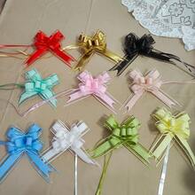 10 件/包雪花欧根纱丝带蝴蝶结，礼品包装丝带，彩色丝带，适用于工艺品、派对、婚礼、婚车 - 白色 - 查看 3