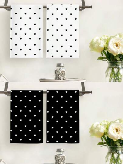 Asciugamani, asciugamani da mano a forma di cuore semplici, stile versatile, strofinacci, panni per la pulizia, asciugamani, fazzoletti, asciugamani decorativi - accenti perfetti per cucina e sala da pranzo, adatti per cucina, sala da pranzo, hotel, feste