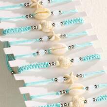 12pcs Starfish & Seashell Inspired Beaded Bracelets, Friendship Bracelet, Suitable For Women Beach Vacation