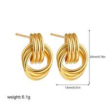 1对18K金几何简约优雅耳环，多层圆形缠绕设计，通勤约会奢华耳环 - 耳環 - 查看 5
