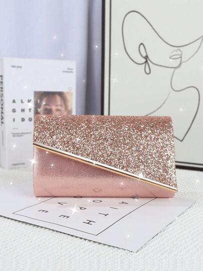 New Women Handbag, Glittery Clutch Bag, Decorated With Metal Hardware, Suitable For Cocktail Party, Prom, Wedding, Birthday, Valentine's Day, Nightclub