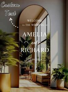 1pc- Custom Wedding Mirror Stickers, Welcome To Our Wedding Entrance Sign, Custom Vinyl Decal Sticker Mirror, Wedding Sign Decoration DIY Wedding Decal, Custom Mirror Engraving Decal Sticker, Wedding Items, Wedding Decoration - Multicolor - View 2