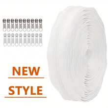 1 Roll 3# Nylon Coil Zipper, 196.85 Inch/393.7 Inch Continuous Nylon Coil Zipper With 10/20 PCS Silver Zipper Sliders