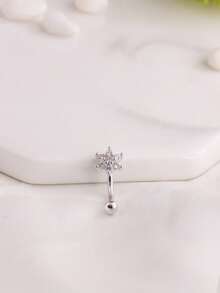 1 chiếc khuyên tai hình hoa Zirconia, đinh tai hình xương chuối, thân cong, sụn tai, bộ trang sức xỏ khuyên cơ thể - Bạc - Xem 13