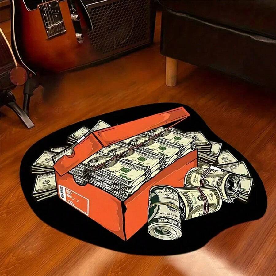 1pc Faux Wool Simple Creative Dollar Design Carpet, Fluffy Soft Comfortable Bedroom Sofa Bedside Rug, Home Decor Easy Care Rug Mat