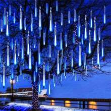 8-Tube LED Meteor Shower Christmas Tree Hanging Light, Battery Powered, Suitable For Christmas, Halloween, Wedding, Square, Street, Yard, Garden, Holiday Party Decoration Lighting - AA Battery Meteor Shower - View 5