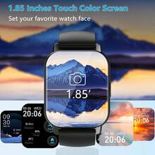 Ordtop Smartwatch para hombres y mujeres, rastreador de fitness de 1.96", reloj para correr (contestar/hacer llamadas), IP68 resistente al agua, podómetro, monitor de sueño/pasos/actividad/frecuencia cardíaca, 110+ modos deportivos, smartwatch para teléfonos Android e iOS - Negro - Ver 3