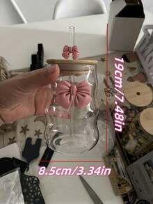 500ml（16.91oz）蝴蝶公主系列玻璃吸管杯 - 节日和生日的理想礼物，适合咖啡或珍珠奶茶返校 - 彩色 - 查看 4