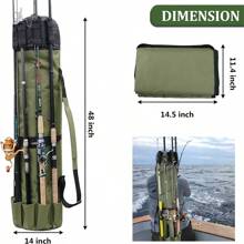 1pc Green Fishing Rod Bag, Foldable Fishing Gear Handbag, High-Quality Multifunctional Large Capacity Fishing Rod Case 1.15M Large Capacity Multifunctional Fishing Tackle Storage Bag, Shoulder Carry Fishing Rod Bag, Sea Fishing Bag