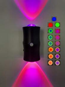 1pc LED Smart Motion Sensor Dual-Head Wall Light, USB Rechargeable Motion Sensor Magnetic Induction Lamp, RGB Adjustable Wash Light, Wireless, Suitable For Kitchen, Hallway, Wardrobe, Closet, Bedroom, RV, Holiday Atmosphere, Gift - Multicolor - View 3